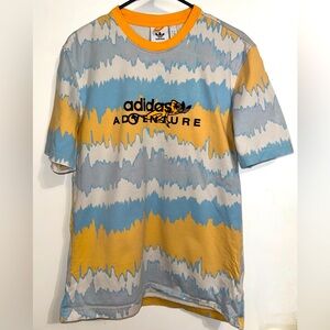 Adidas Adventure Tee in Blue, orange white chameleon tie dye size small